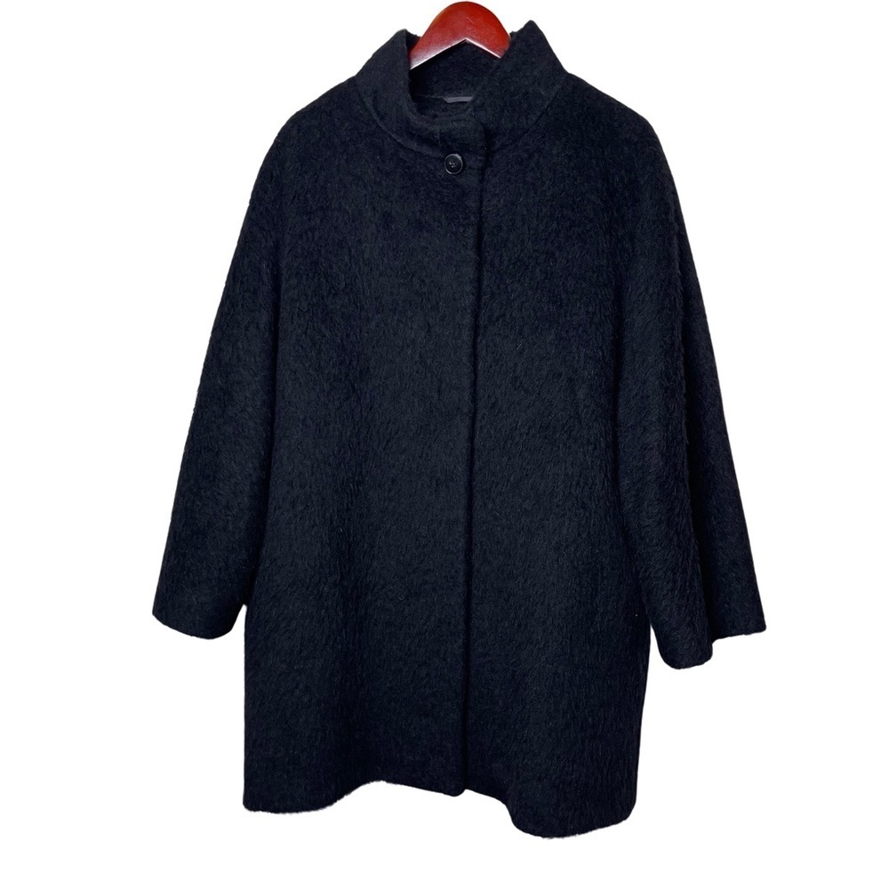 CINZIA ROCCA ICONS BLACK LONG HAIRED COAT SZ US 8